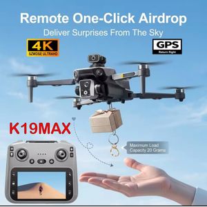 K19 Max GPS Drone Dual Camera 5G FPV Transmission Brushless Remote Control Aerial Photography Airdrop 4.5 inch Screen Display