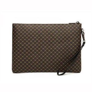 Men Clutch Bag Wristlet Pouch Leather Purse Brown