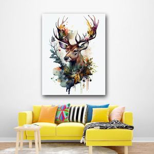 Abstract Deer wall art framed canvas
