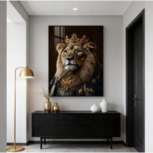 Black and gold abstract lion canvas painting - Lion King crown decorative painting-Self-adhesive home decoration wall sticker mural & Murals-Stickie Art Canvas(Unframed) Printed Wall Art