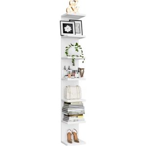 Clo 1pc 7-Tier Floating Wall Shelf, Multi-functional Lacquer Wall-Mounted Shelf, Suitable for Bedroom, Living Room, and Office Decoration, Tall and Long, Suitable for Home Storage and Display, Can Hold Books, Shoes, Vanity Items, Handbags, and Ornaments