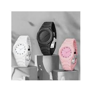 3in1 Black Valenzo Plastic Ceramic Waterproof Sophisticated Wristwatch