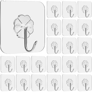 50 Packs Adhesive Hooks Wall Hooks For Hanging Heavy Duty Stainless, Waterproof Oilproof Utility Hooks for Towel Coat Keys Bathroom Shower Kitchen Wardrobe