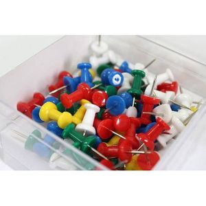 50pcs Push Pins With Multicolor Plastic Head With Metal Point