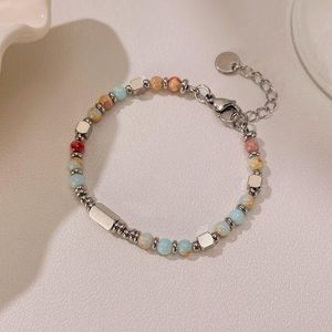 ONIBENZ Terra Collection: Stainless Steel Beaded Chain Bracelet - Multiple Natural Stone Blue Colors