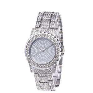 Iced stones unisex silver wrist watch 