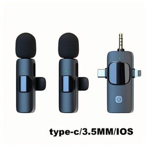 Content Creator Dual 1-to-2 Wireless Lavalier Mic - 3 Interfaces Noise Canceling for Live/Outdoor/Office