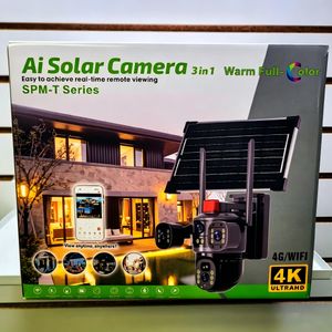 TiLECC 4K UHD AI Solar Security Camera, 3-in-1 4G/WIFI Outdoor Camera with Triple Lens, Full Color Night Vision, PTZ, Motion Detection & Remote View