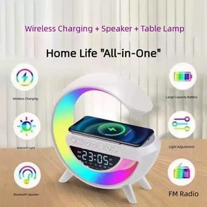 5-in-1 Bluetooth Speaker – Wireless Charger, LED Alarm Clock, Night Light, TF/AUX/USB | Bedside Desk Speaker