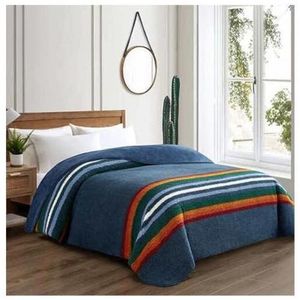 Pendleton King Bed Blanket Serape Blue Stripe