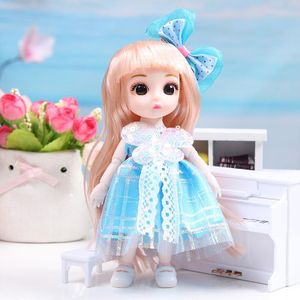 Digabi 1pc 17cm/6.69inch Mini Cute Fashion Dress-Up Princess Doll, Multi Styles for Christmas / Valentine's Day / Halloween - Best Gift Toy-Blue