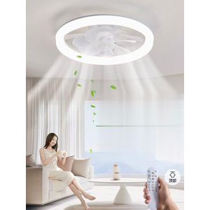 Modern Low Profile Flush Mount Ceiling Fan with Integrated LED Ring Light