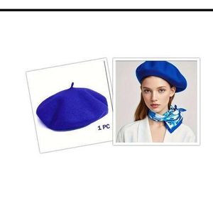 BLUE TRENDY OCTANGONAL UNISEX WOOL NEWBOY BERET