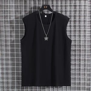 Plus Size Tanks Vest Men 4XL 5XL 6XL Loose Fit Summer Sleeveless Tops T-shirt 100% Cotton Oversized Tees Big Size Men Clothing