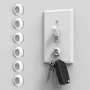 Magnetic Key Holder for Wall Door, Magnetic Key Ring Holder with Adhesive,  Magnetic Key Rack Organizer Hooks, 2 Pack, White