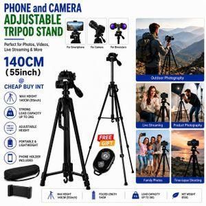 Phone And Camera Tripod Stand Kit With Holder Control Lightweight Portable And Free Gift 