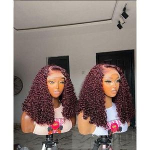 1pc Burgundy Red Deep Curly Lace Front Wig