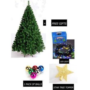 Christmas Special 4ft Xmas Tree And Free Colour Led Lights + Balls + Tree Topper For Decoration