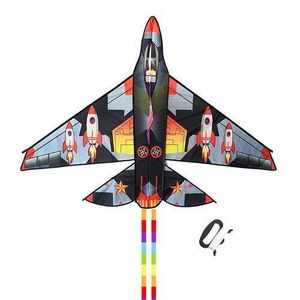 ONIBENZ Giant Fighter Jet Delta Kite for Kids & Adults - 1.5M Wide Airplane Kite with Dual Rainbow Tail - Easy Assembly Outdoor Toy - Black