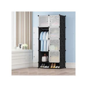 Other Side White Label 8 Cubes Storage + 2 Shoe Rack - Black/White