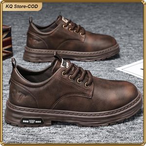 ASHION Men's Brown Leather Casual Dress Shoes: Lace-Up Oxfords, Suitable for Daily/Business Wear