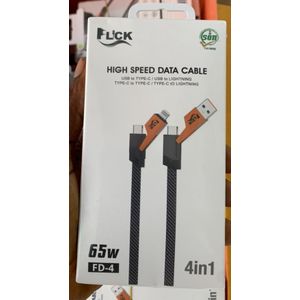 Flick Fast charging 4-in-1 HIGH SPEED DATA CABLE USB to TYPE-C / USB to LIGHTNING TYPE-C to TYPE-C / TYPE-C 10 LIGHTNING(Model:FD-4)