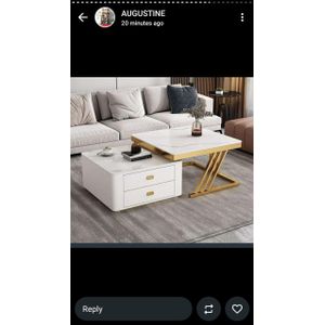 Real Marble and Glass Twin Center Table with double Drawer