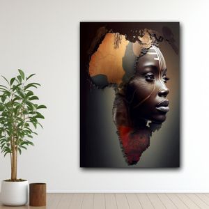 African Woman Iluustration Wall Art Framed Canvas