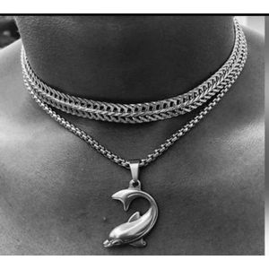 2 SET DUBIA LUXURY SILVER NECKLACE AND PENDANT