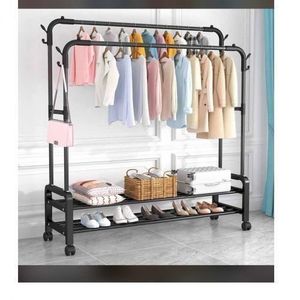  Capacity Double Pole Rack Cloth Hanger And Storage