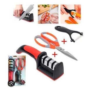  3in1 Set of Kitchen Knife sharperner, Scissors and Food Peeler