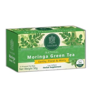 Century Health Natural Moringa Green Tea with Earthy Floral and Minty - 20 Tea Bags 