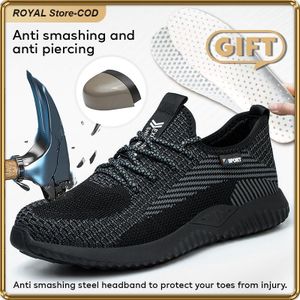 ASHION Big Size 36-46 Steel Toe Work Safety Shoes for Men, Anti‑Smashing Anti‑Puncture Comfort Breathable Footwear for Industrial Construction Work