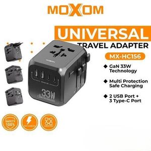 MOXOM MX-HC156 GaN Universal Travel Adapter – 33W Fast Charger with 2 USB-A & 3 Type-C Ports