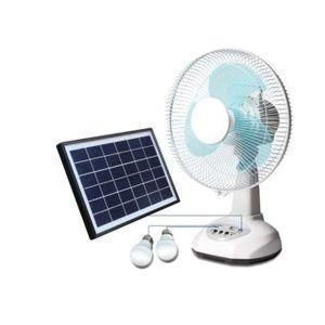 12 Inches Rechargeable Table Fan With Solar Panel and bulbs 