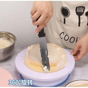 Cake Decorating Turntable Baking Cake Rotary Table Plastic Round Plate white