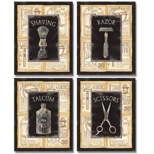 Art Vintage Grooming Elegance – 4-Piece Framed Set