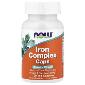 Now Iron Complex – Essential Mineral – Bioavailable Source of Iron – Non-Constipating – 100 Tablets