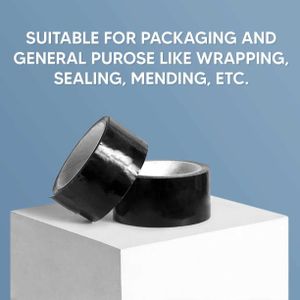 Black Tape, 42 Micron Packaging Strong Self Adhesive, Cello Tape for Secure Packing & Shipping 2in x 55 m for Carton & Box Sealing Packing Parcel Shipping