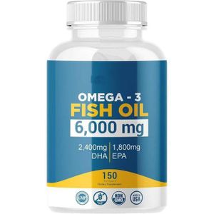 SUPPLEMENT NEEDS Omega-3 Fish Oil 6000mg Capsules – High Strength EPA & DHA for Heart, Brain & Joint Support (150 Softgels)