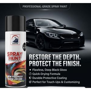 Quick drying Black aerosol spray paint for DIY projects, Black spray paint for furniture metal gates and home decoration, multipurpose Black spray paint for wood plastic and metal surfaces
