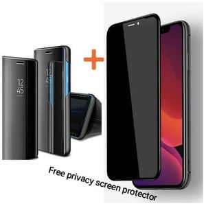 Iphone XR Clear View Protective Flip Case With Free Privacy Screen Guard