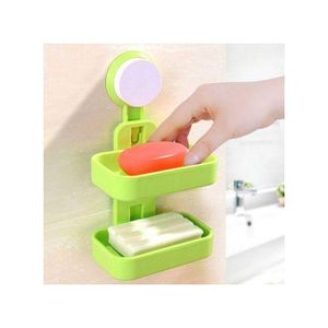 Double Soap Holder/Box -2 Layers Wall Mounted-Green