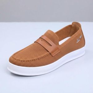 Claytone Men's Breathable Mesh Slip-On Loafers - Lightweight Casual Shoes - Brown