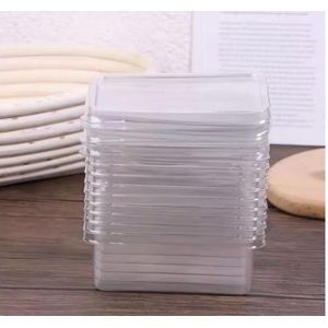10Pcs Transparent Dessert Box With Lids Plastic Hinged Takeout Containers Food Packaging Boxes For Cakes Cookies Salad Food