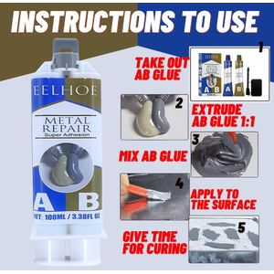 Eelhoe Metal Bonding Repair Magic AB Glue, Repair Glue Industrial Heat Cold Weld, Magic Repair Paste, AB Glue Magic Repair Glue, Metal glue Weld, Heat Resistant, Industrial Heat Resistance Cold, Cold Super glues, Industrial High Heat Resistant Casting Glue