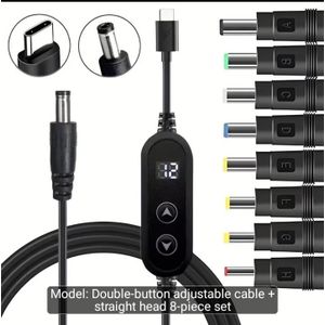 5-20V Adjustable Voltage PD Charger Cable, Type-C to DC Male Fast Charging Cable with LED Display, Suitable for Routers, Smart Speakers, Laptops