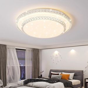 SIKITUT Round White LED Ceiling Light -, Dimmable, Crystal & Metal, 40CM Suitable for Living Room & Bedroom