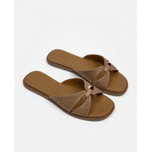 Female Casual Flat Slide - Brown 