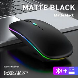 2.4G Rechargeable Wireless Luminous Mouse, Bluetooth Dual-Mode - Black